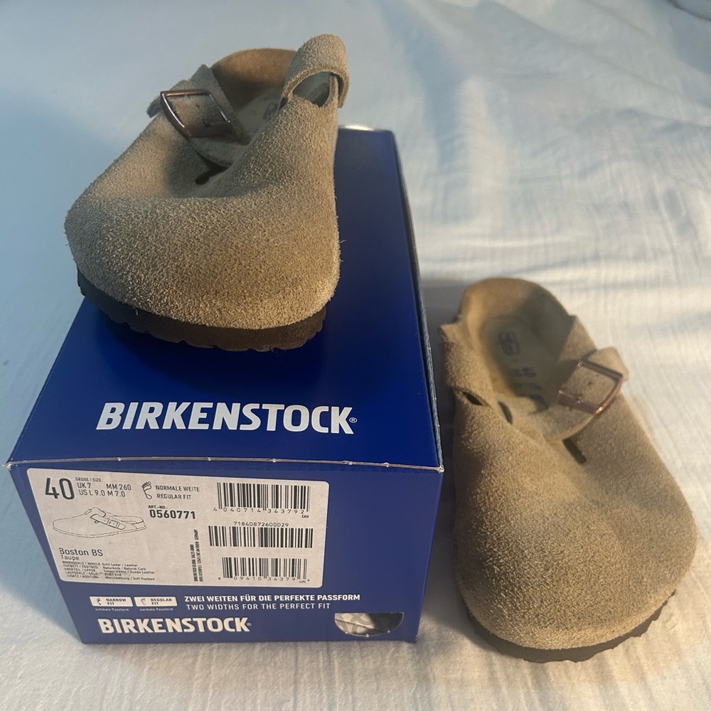 Birkenstock Boston Taupe Woman’ clog slide size 40 Regular Suede